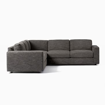 Urban 106" 3-Piece L-Shaped Sectional, Chenille Tweed, Pewter, Down Blend Fill - Image 3