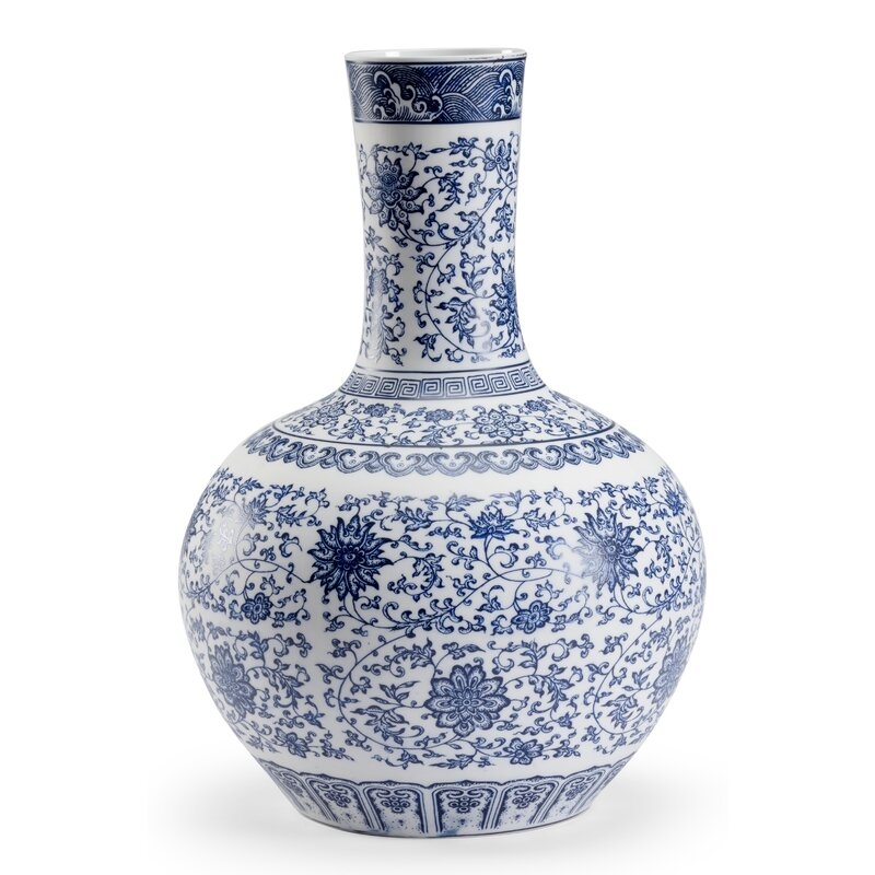 Chelsea House Edo White/Blue 17.75"" Ceramic Table Vase - Image 0