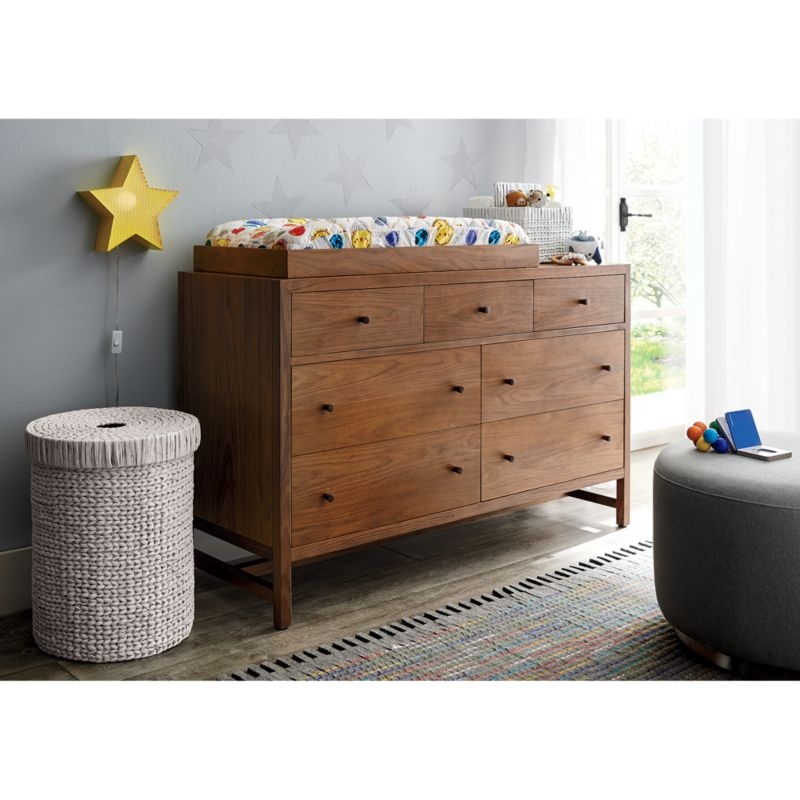 Taylor Walnut Wood 7-Drawer Kids Dresser - Image 3