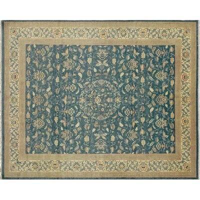 One-of-a-Kind Romona Hand-Knotted Teal Blue 8' x 10' Wool Area Rug - Image 0
