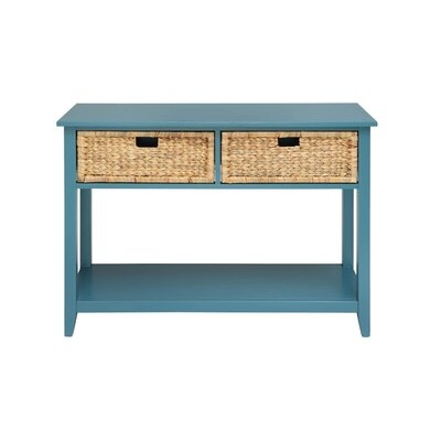 44" X 16" X 28" Teal Solid Wood Leg Console Table - Image 0