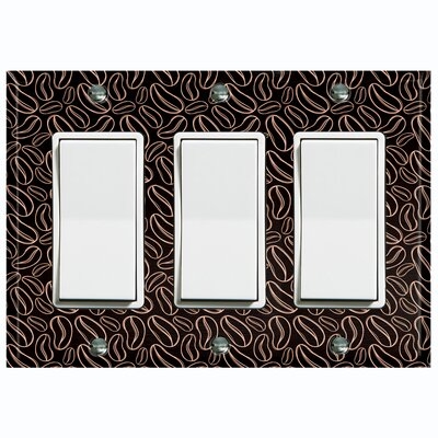 Metal Light Switch Plate Outlet Cover (Coffee Beans Black White - Triple Rocker) - Image 0