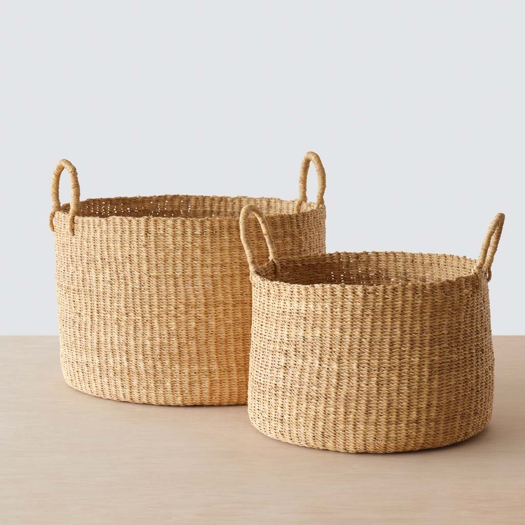 The Citizenry Bolga Floor Baskets Set of 2 | Medium/Large | Tan - Image 0