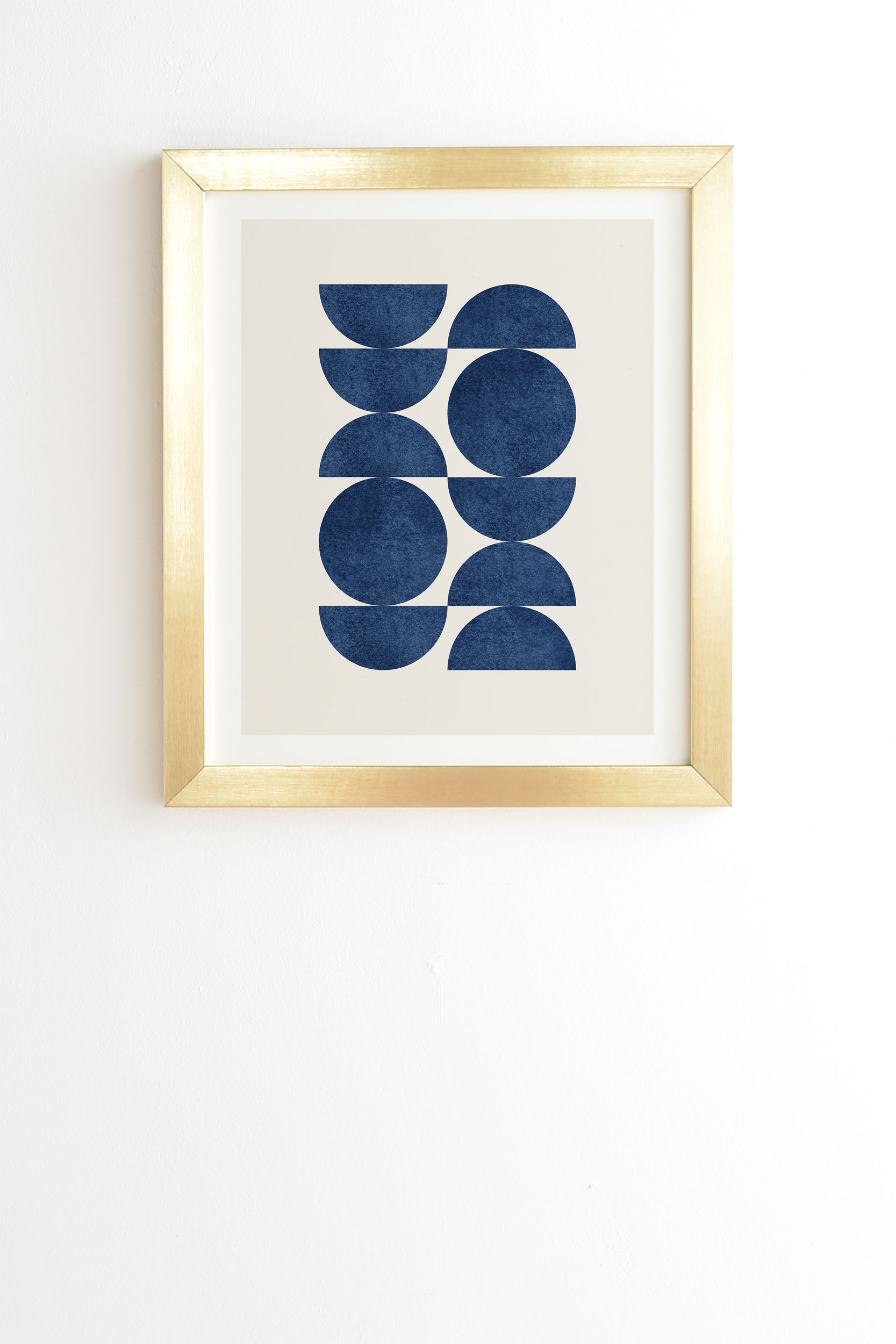 Blue Navy Retro Scandinavian Mid Century by MoonlightPrint - Framed Wall Art Basic Gold 11" x 13" - Image 0