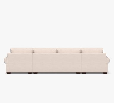 Big Sur Roll Arm Upholstered Deep Seat U-Chaise Sofa Sectional with Bench Cushion, Down Blend Wrapped Cushions, Performance Heathered Tweed Graphite - Image 5