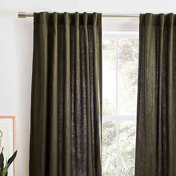 European Flax Linen Curtain, Dark Olive, 48"x108" - Image 3
