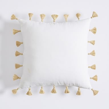 Tassel Pillow Cover, 16x16, Gold - Image 0
