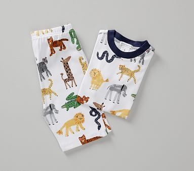 Silly Safari Short Sleeve Pajama, 3T, Multi - Image 0
