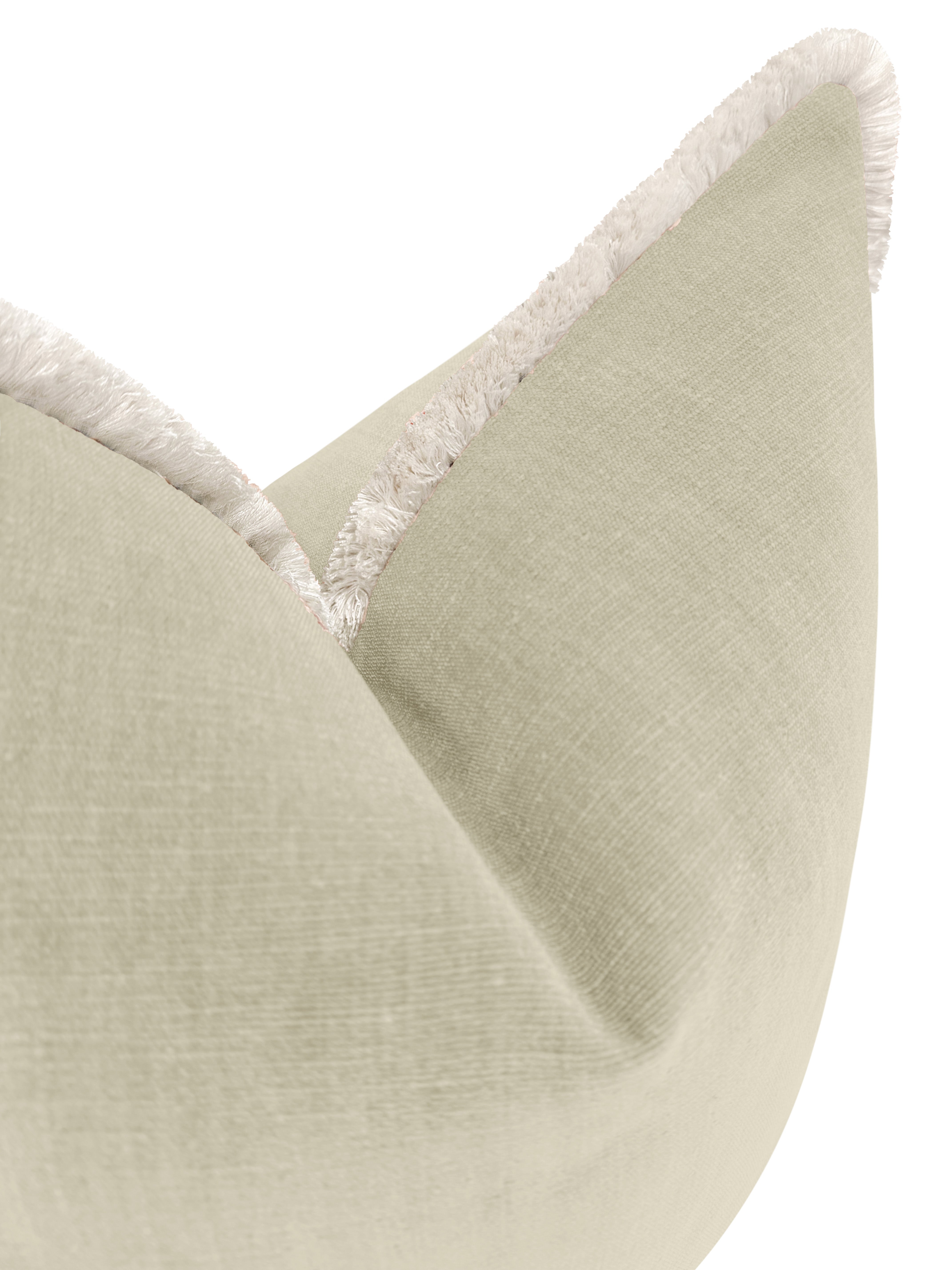 SIGNATURE CHENILLE // MARBLE | LDC - LITTLE LUMBAR 12" X 18" / Bone Demi Fringe - Image 2