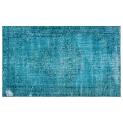 One-of-a-Kind Hand-Knotted 1960s Turkish Turquoise 4'10" x 8' Area Rug - Image 0