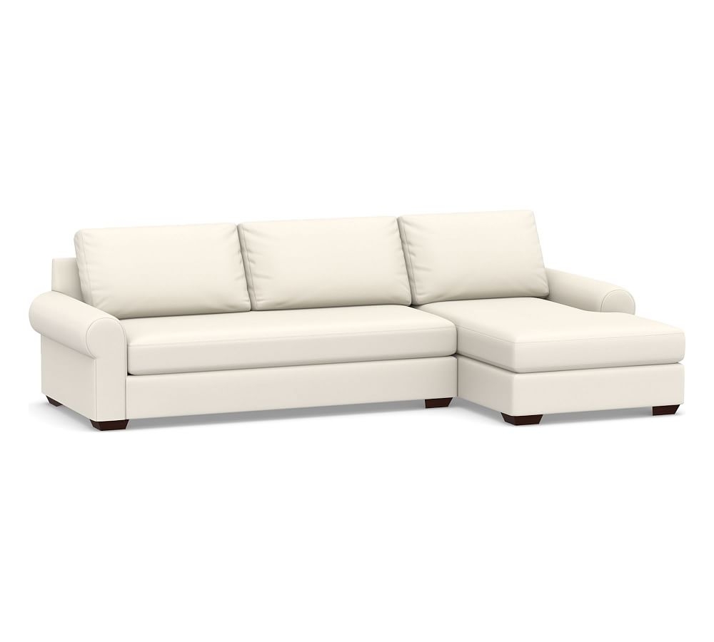 Big Sur Roll Arm Upholstered Left Arm Sofa with Chaise Sectional and Bench Cushion, Down Blend Wrapped Cushions, Performance Twill Warm White - Image 0