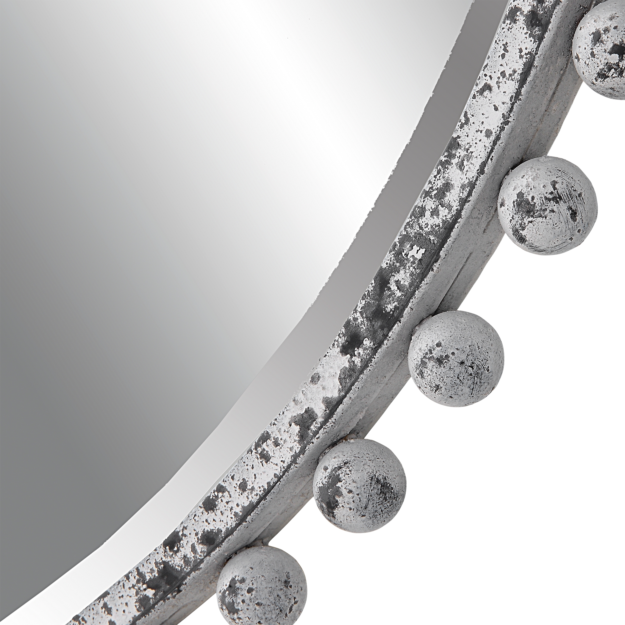 Taza Aged White Round Mirror - Image 4