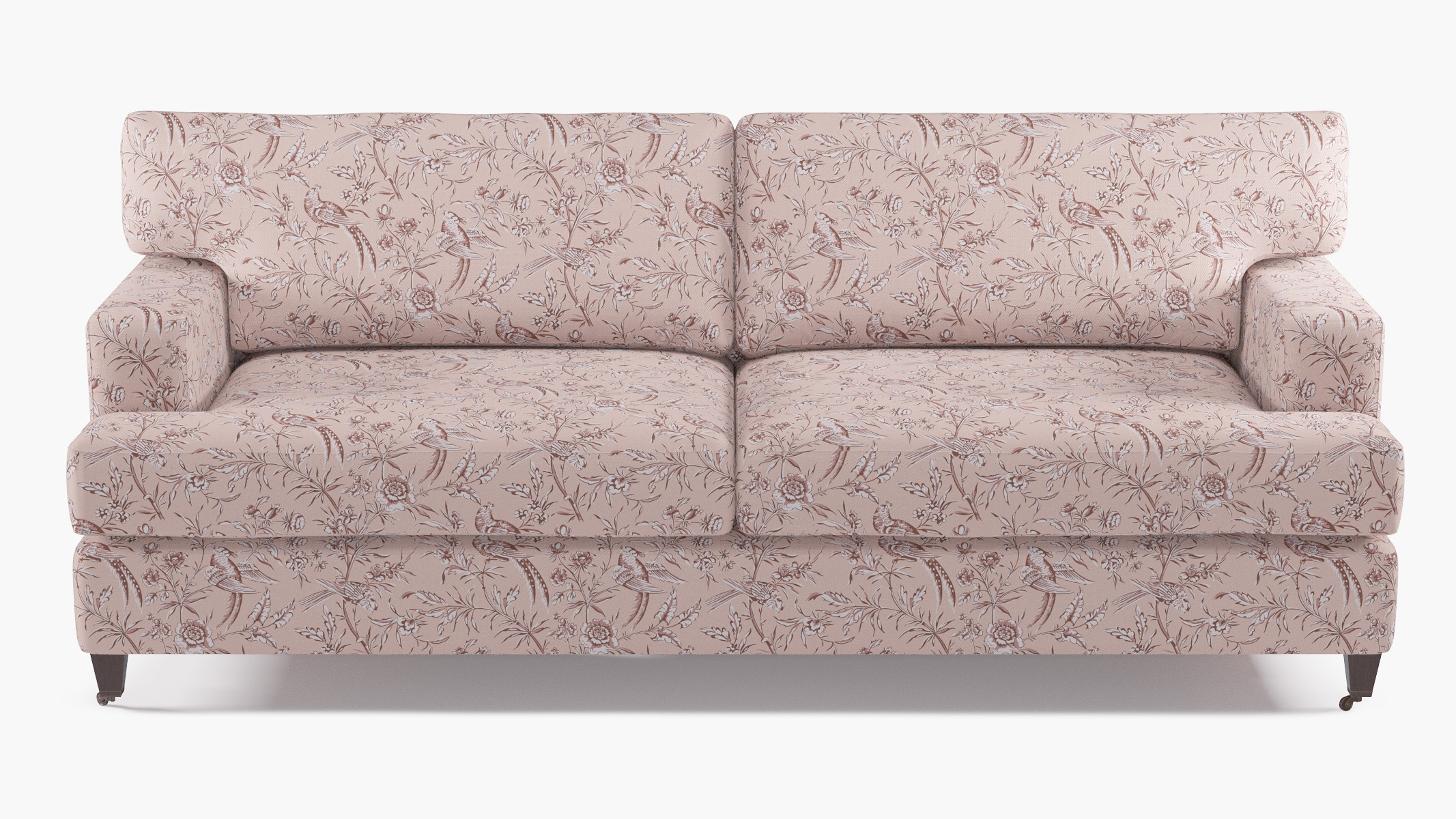 Classic Sofa, Blush Aviary, Espresso with Antique Brass Caster - Image 0