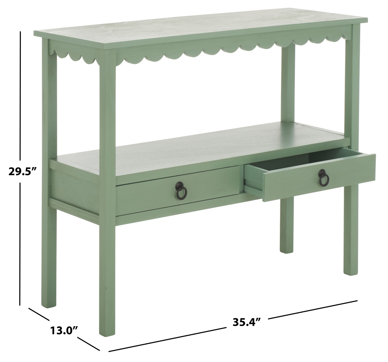 Haven Lower 2 Drawer Console - Sage Green - Image 9