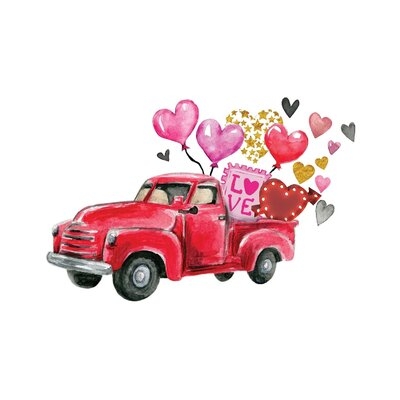 Valentine's Day Red Truck by Ephrazy Graphics - Wrapped Canvas Graphic Art - Image 0