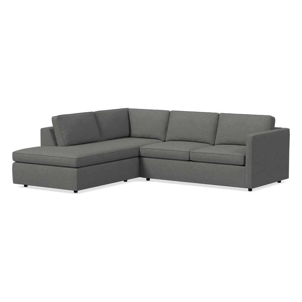 Harris 104" Left Multi Seat 2-Piece Bumper Chaise Sectional, Standard Depth, Chenille Tweed, Pewter - Image 0
