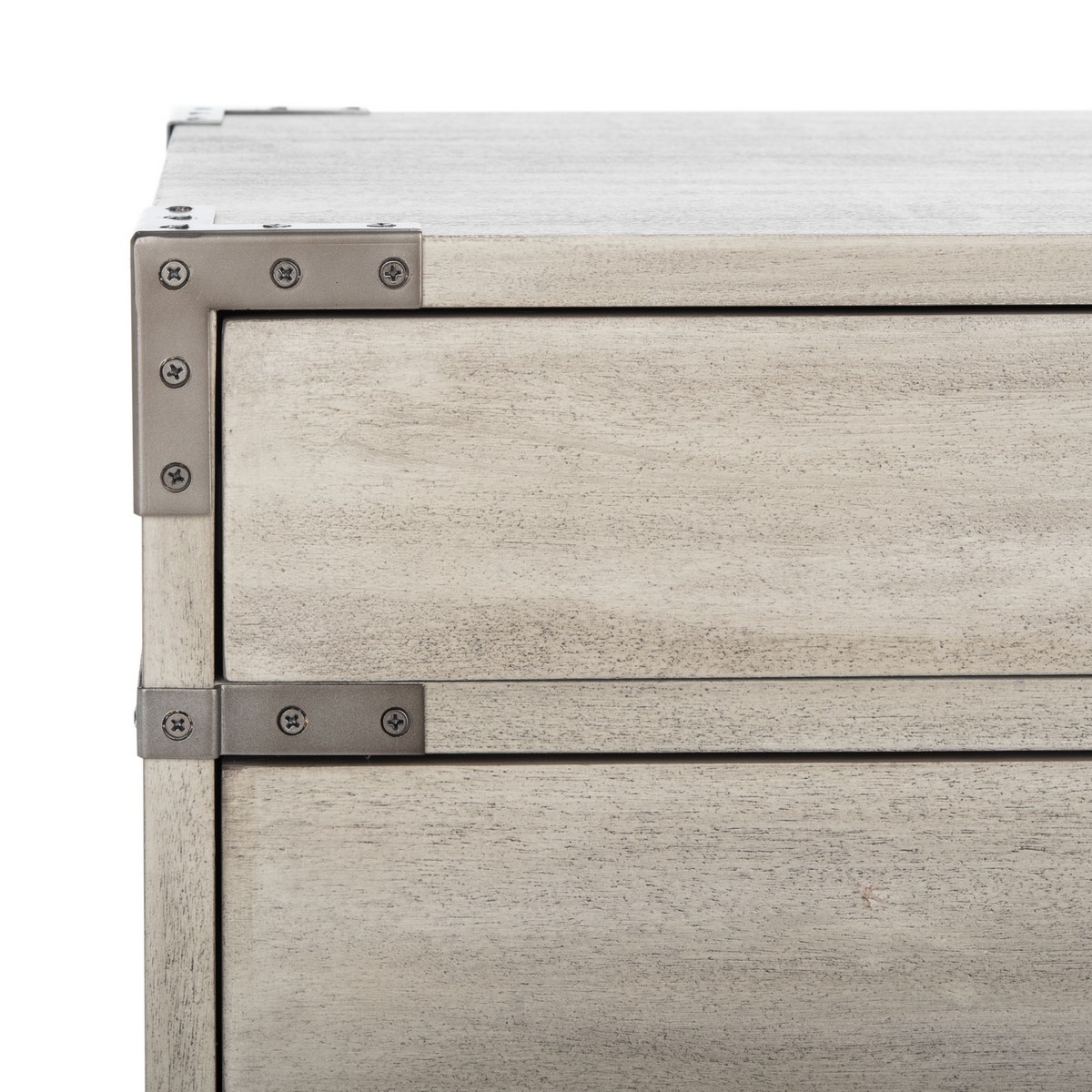 Nisha 3 Drawer Wood Nightstand - Light Grey - Image 1