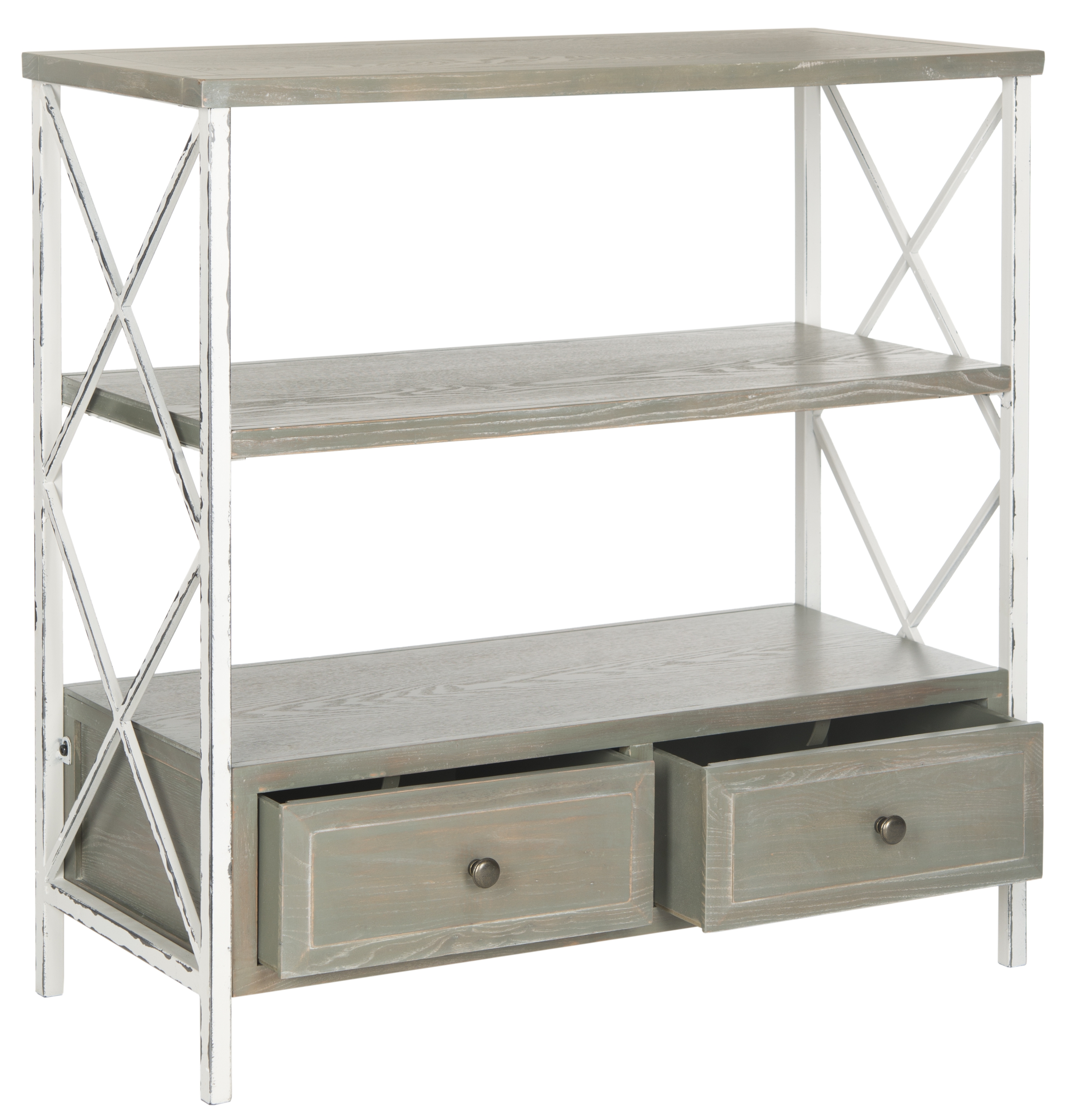 Chandra Console With Storage Drawers - French Grey/White Smoke - Arlo Home - Image 1