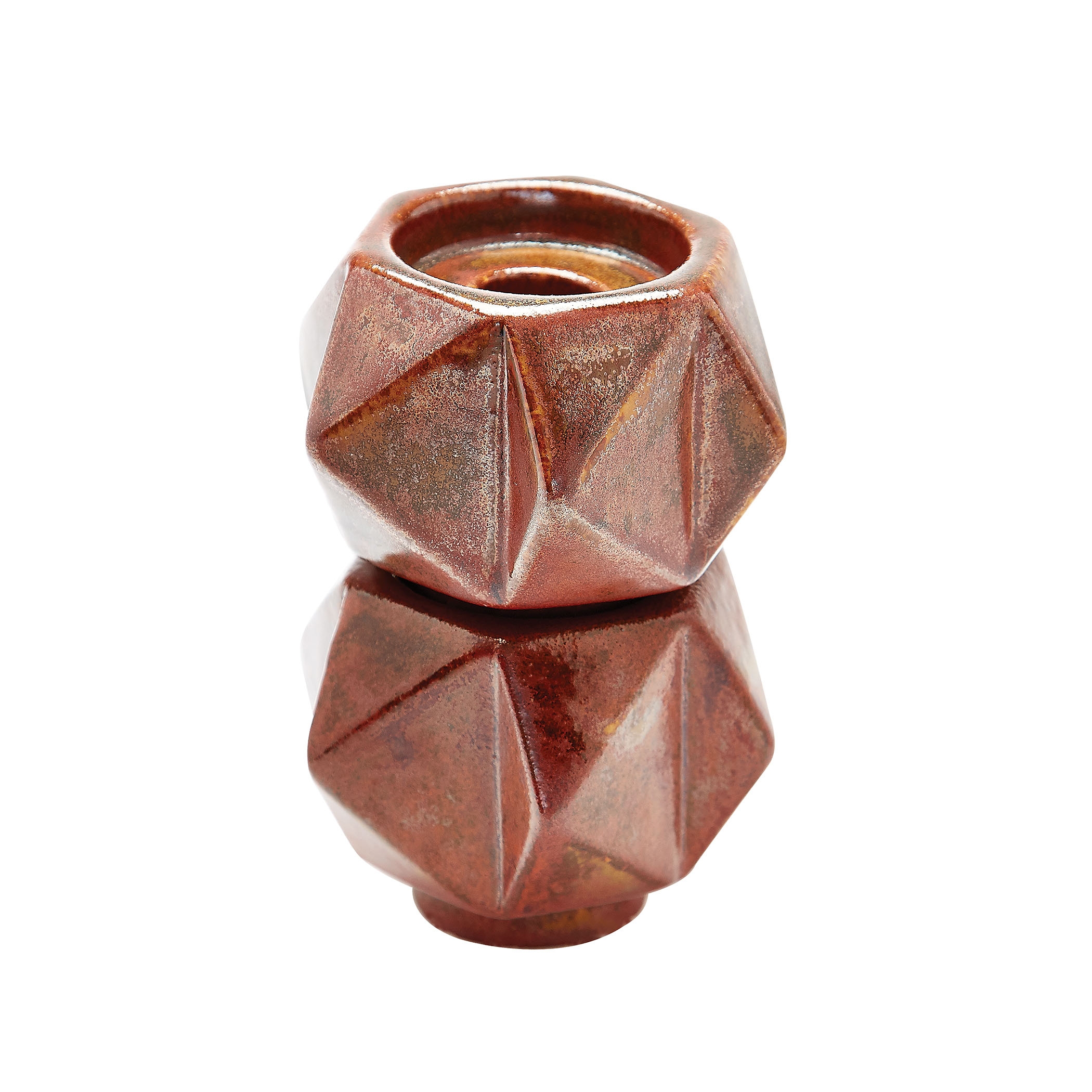 Small Ceramic Star Candle Holders in Russet (Set of 2) - Image 0
