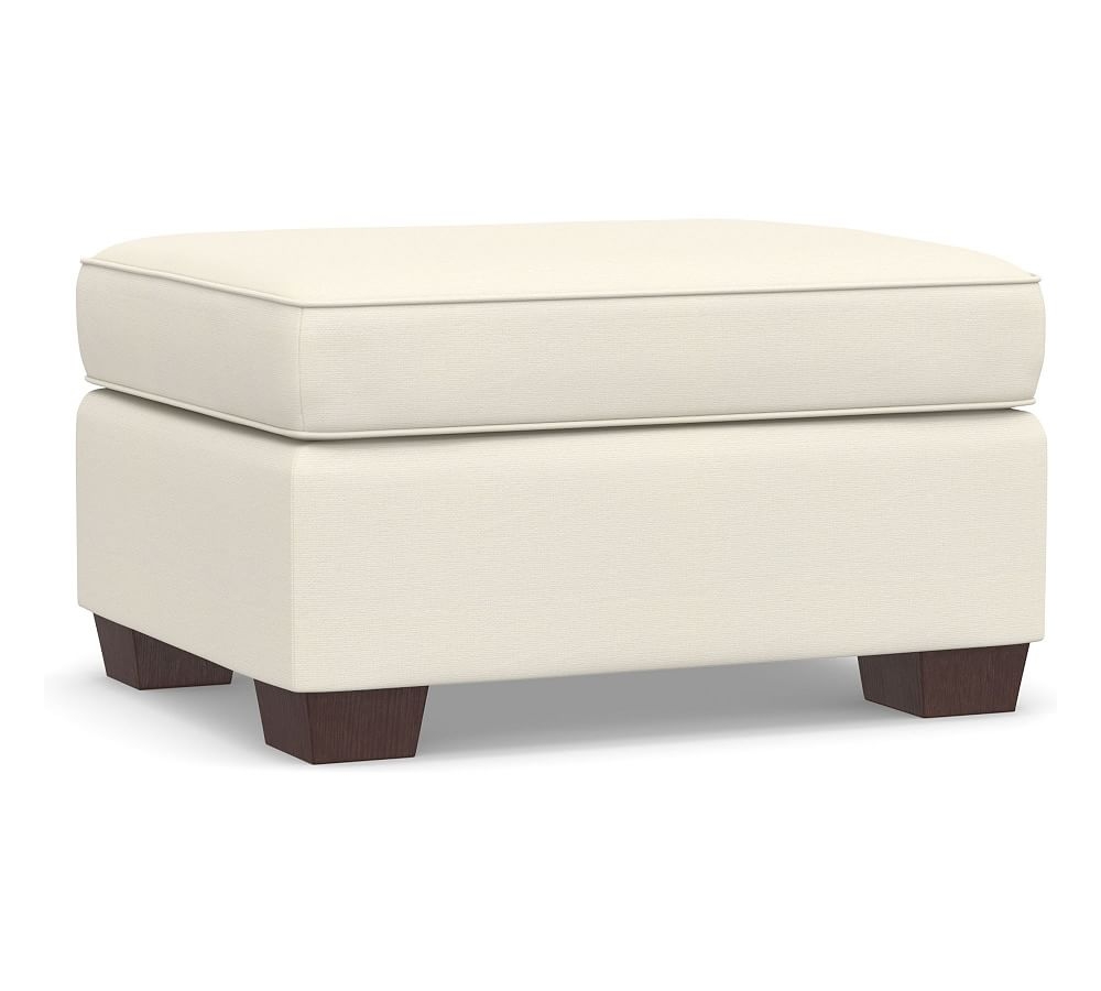 PB Comfort Roll Arm Upholstered Storage Ottoman, Box Edge Memory Foam Cushions, Textured Twill Ivory - Image 0