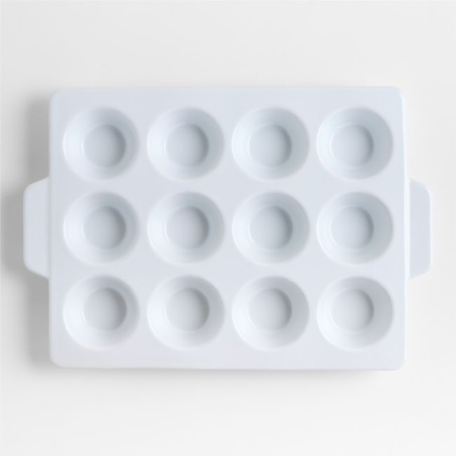 Potluck White 12-Cup Ceramic Muffin Pan - Image 0