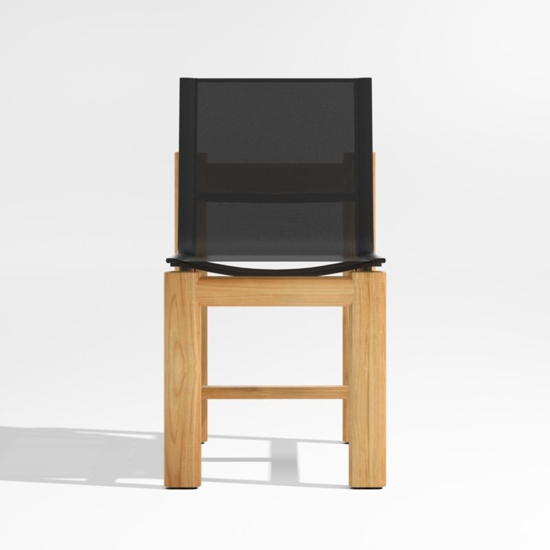Anguilla Teak Outdoor Dining Side Chair with Black Cushions - Image 7