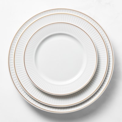 Pillivuyt Plisse Gold Dinner Plates, Set of 4, Gold Rim - Image 2