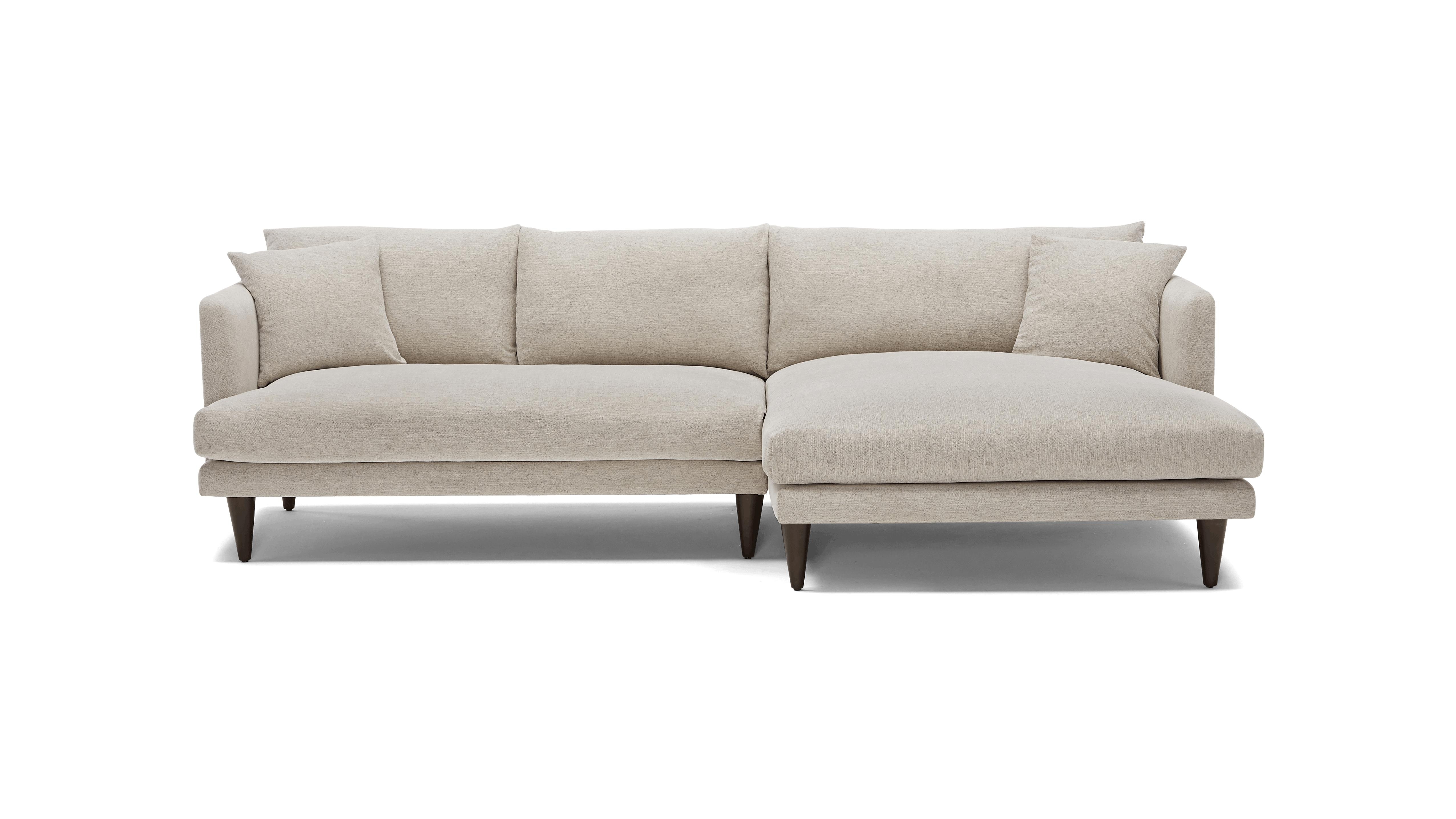 Beige/White Lewis Mid Century Modern Sectional - Merit Dove - Mocha - Right - Cone - Image 0