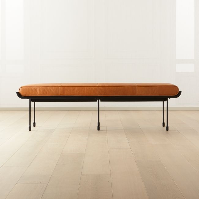Juneau Leather and Metal Bench - Image 0