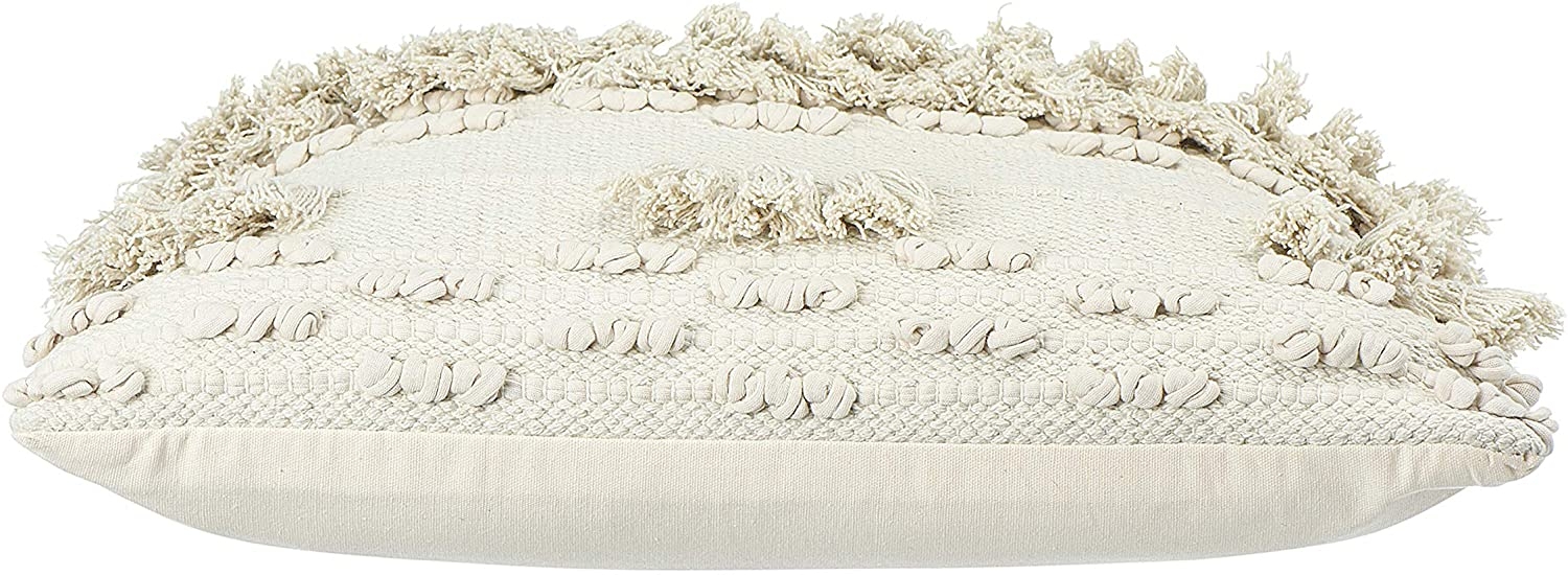 Textured Fringe Throw Pillow, Cream, 20" x 20" - Image 3