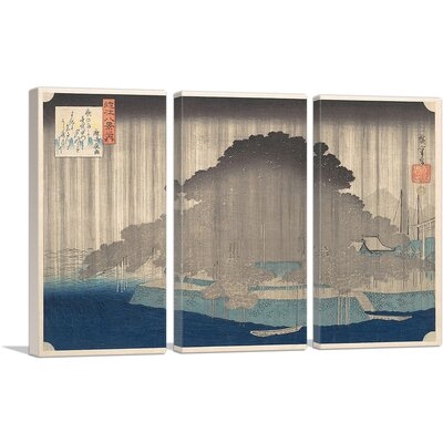 ARTCANVAS Night Rain At Karasaki 1835 Canvas Art Print By Utagawa Hiroshige - Image 0