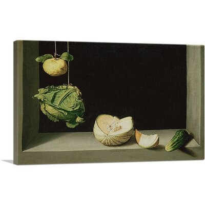 ARTCANVAS Still Life With Quince, Cabbage, Melon And Cucumber 1602 Canvas Art Print By Juan Sanchez Cotan1_Rectangle - Image 0
