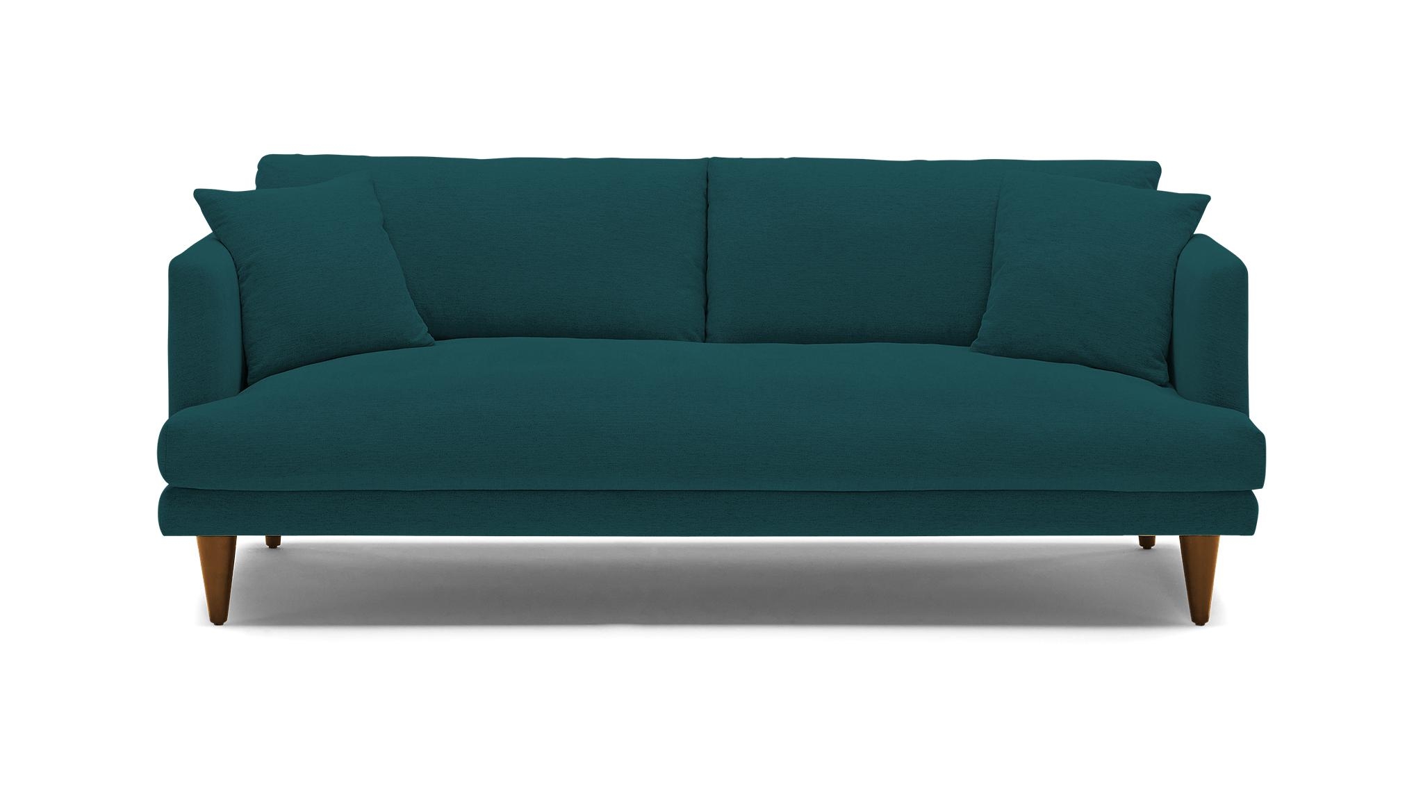 Blue Lewis Mid Century Modern Sofa - Royale Peacock - Mocha - Cone - Image 0