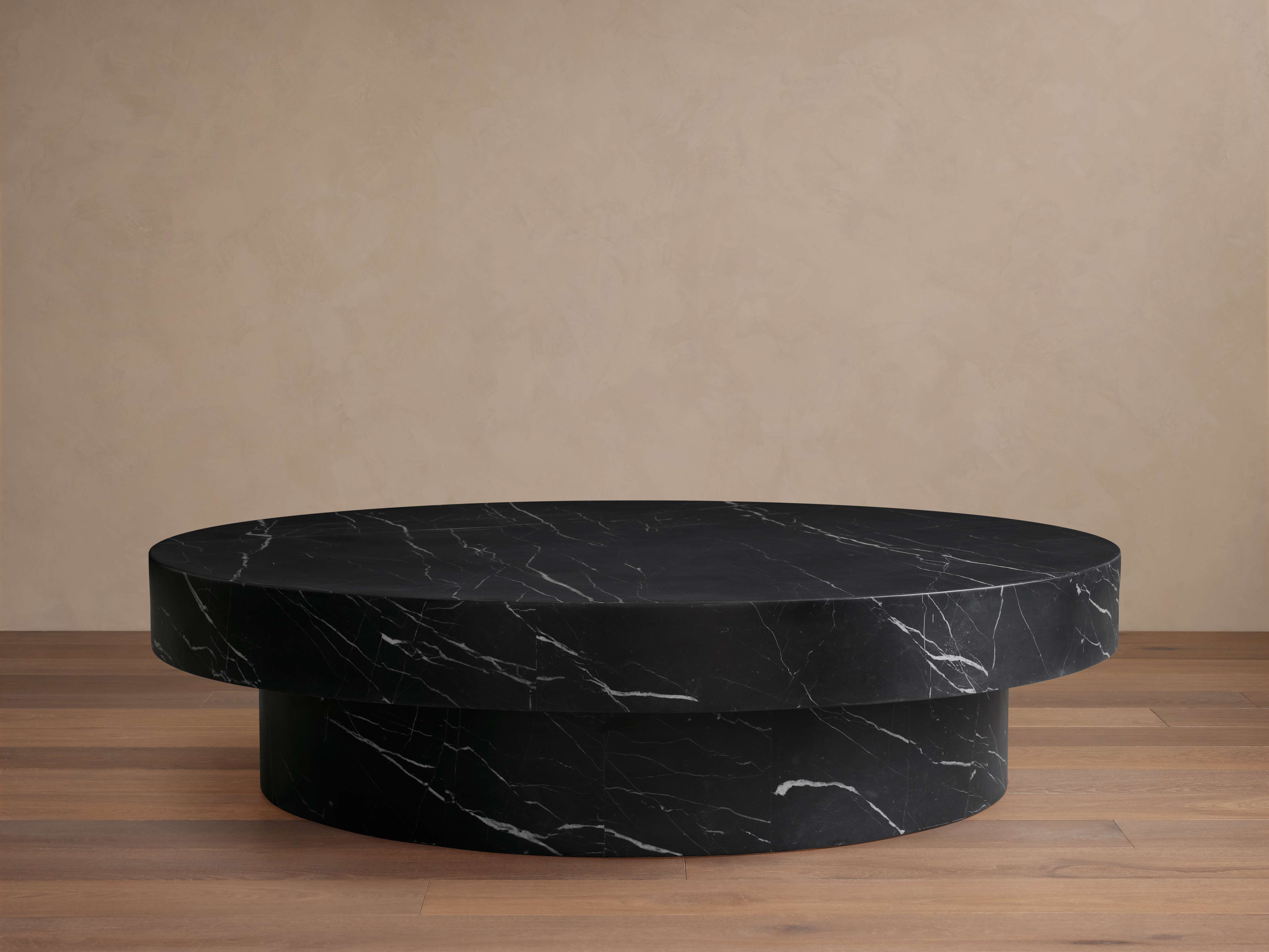 Cinzia Round Coffee Table Stone in Black  Marquina/36" Tall - Image 0