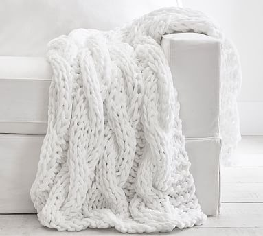 Colossal Handknit Throw, 44 x 56", White - Image 0