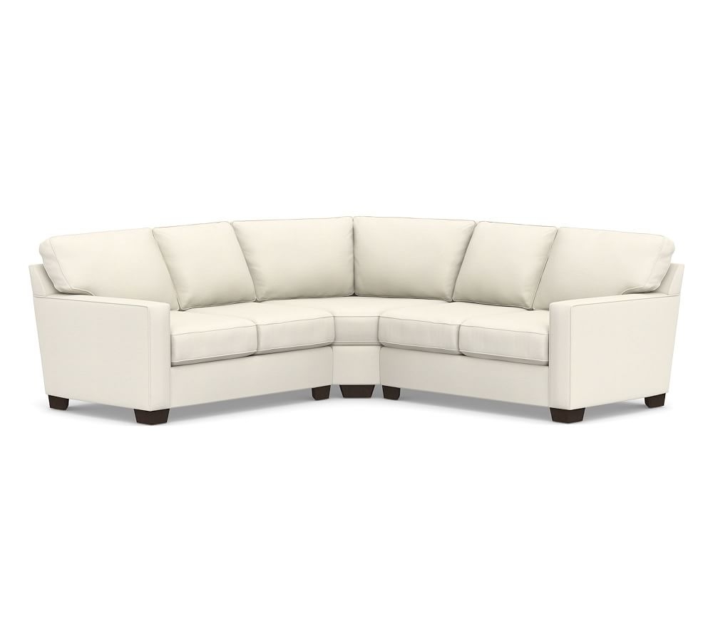 Buchanan Square Arm Upholstered 3-Piece L-Shaped Sectional, Polyester Wrapped Cushions, Textured Twill Ivory - Image 0