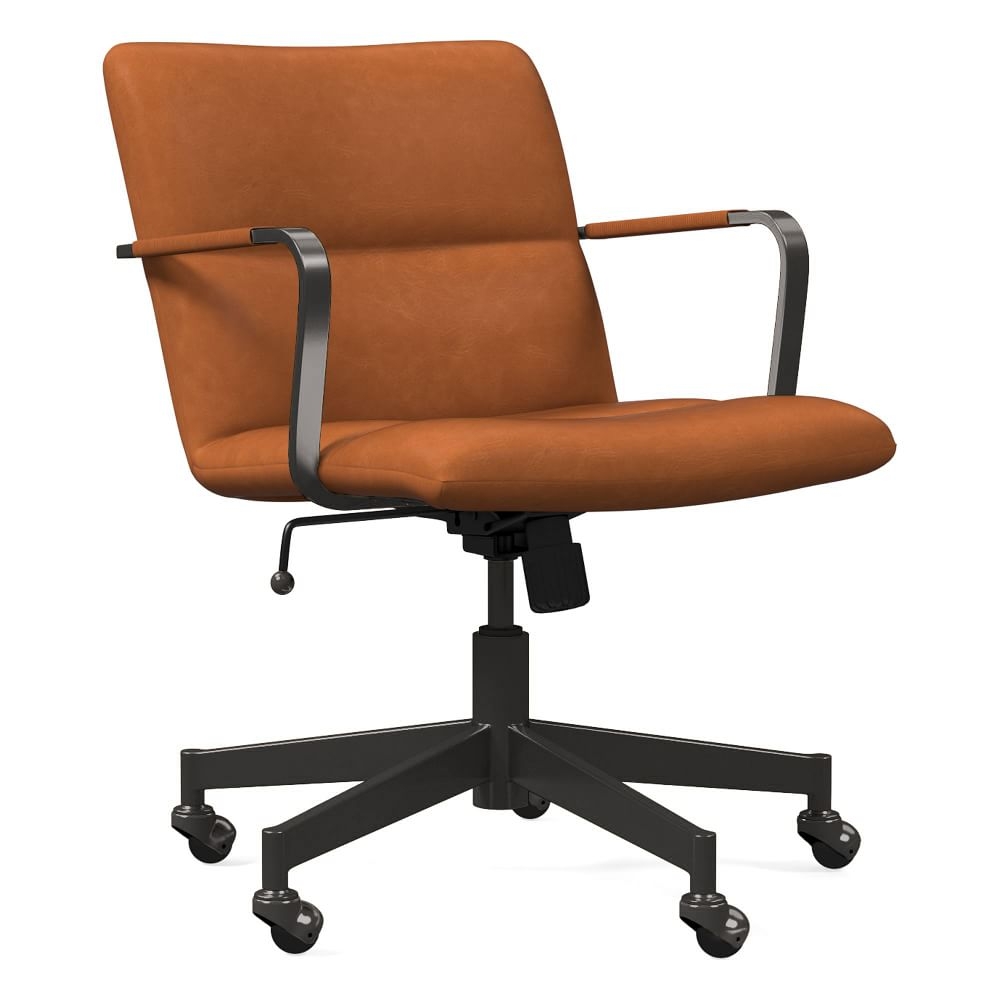 Cooper Mid-Century Office Chair, Vegan Leather, Saddle, Dark Bronze - Image 0