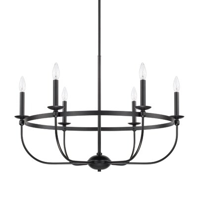 Yarmouth 6 - Light Candle Style Wagon Wheel Chandelier - Image 0