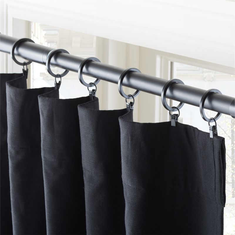 Basketweave Black Blackout Window Curtain Panel 48"x84'' - Image 1