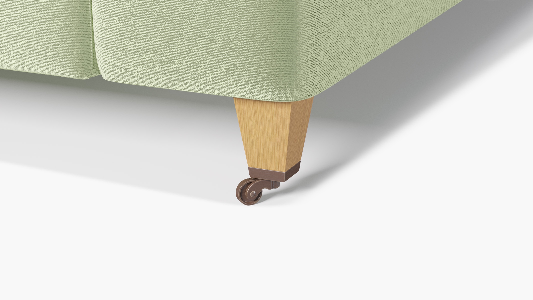 Classic Sofa, Celadon Performance Plush Velvet, Natural with Antique Brass Caster - Image 1