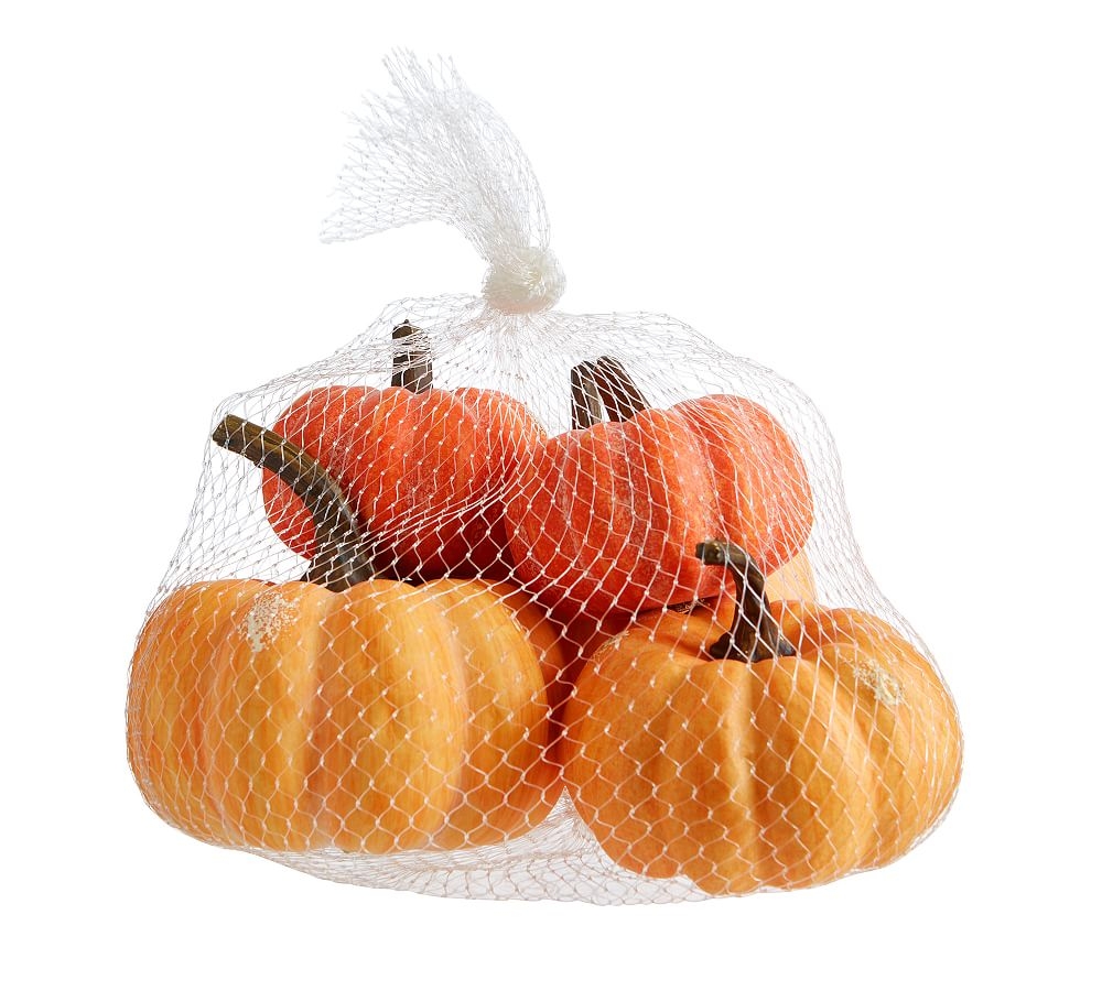 Faux Pumpkin Vase Filler, Orange/Ivory/Green - Bag of 5 - Image 0