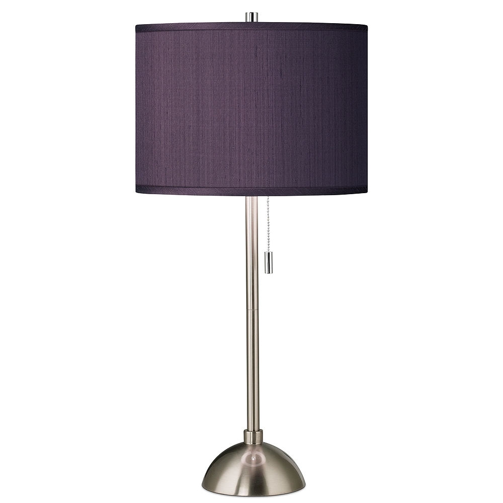 Possini Euro 28" Eggplant Purple and Nickel Modern Table Lamp - Image 0