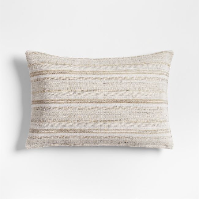 Vittoria Silk Blend Textured 24x16 Calm Beige Throw Pillow with Down-Alternative Insert - Image 0