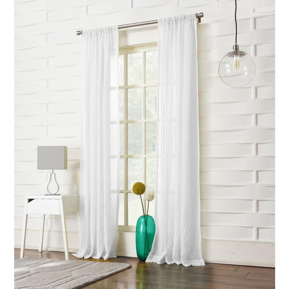 Solid Rod Pocket Sheer Curtain, White, 50" x 84" - Image 0