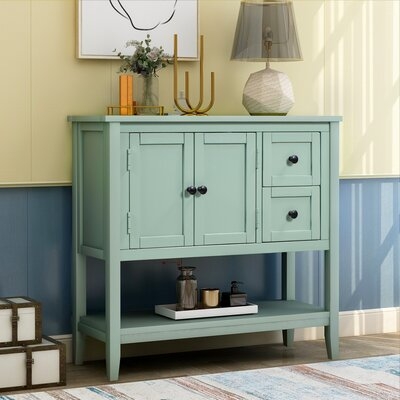 36" White Accent Storage Cabinet,Console Sofa Table With 2*Drawers+1*Cabinet+Shelf For Living Room - Image 0