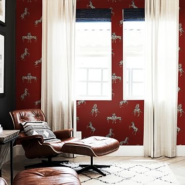 Zebras Wallpaper, Love Red, 28 sq ft - Image 2