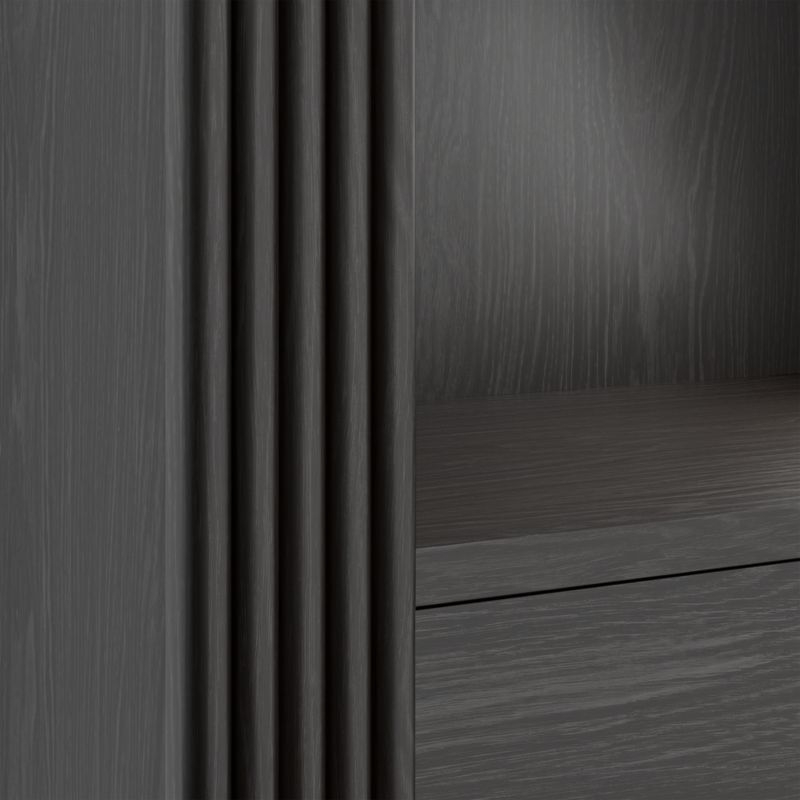 Siena 34" Black Wood 4-Shelf Storage Bookcase with Drawer - Image 1