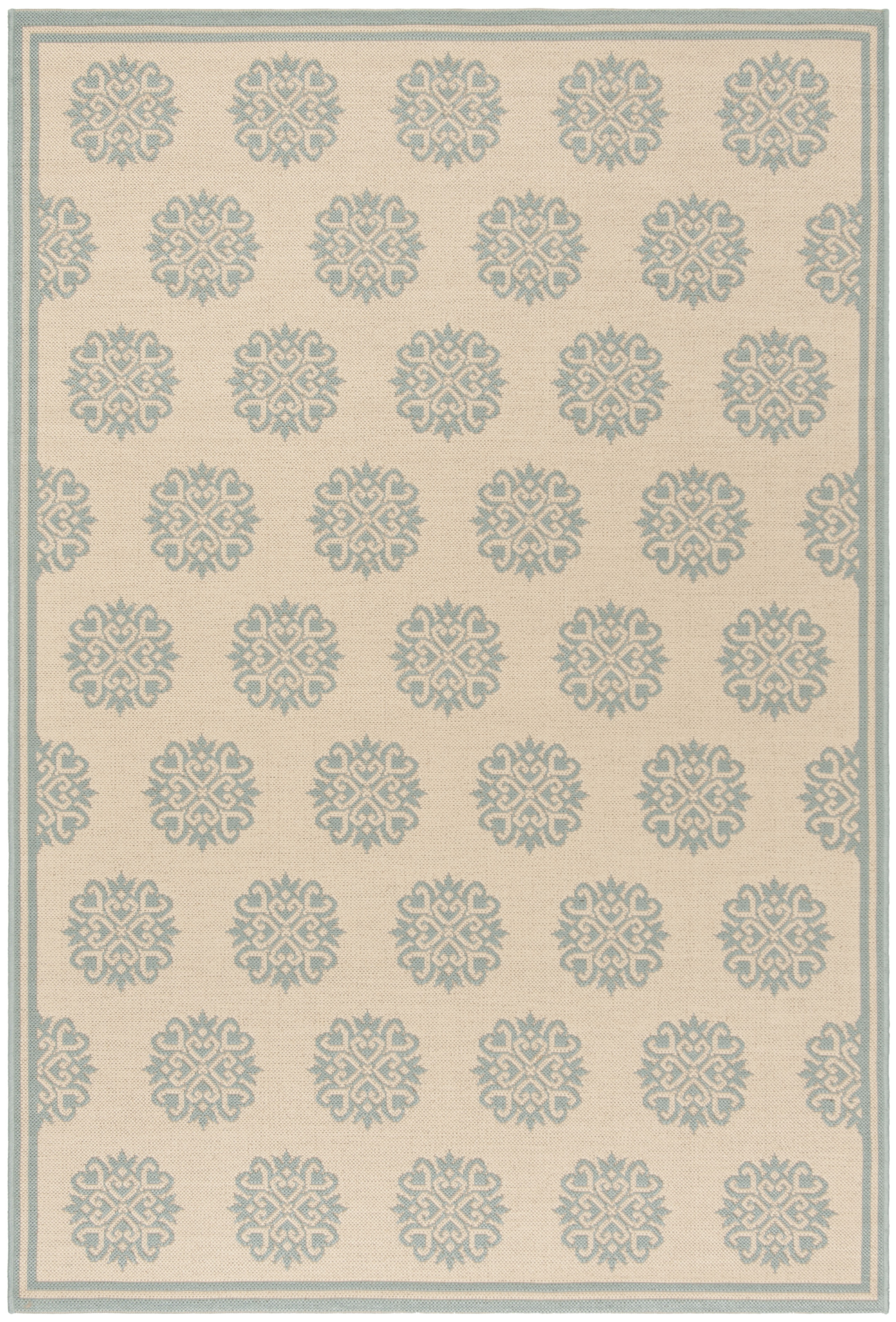 Arlo Home Indoor/Outdoor Woven Area Rug, LND181L, Cream/Aqua,  5' 1" X 7' 6" - Image 0