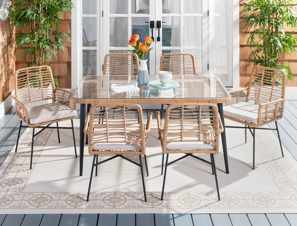 Beson 7 Pc Dining Set - Brown/Beige - Safavieh - Image 1
