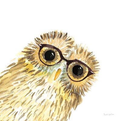 Owl in Glasses by Mercedes Lopez Charro - Wrapped Canvas Painting Print - Image 0